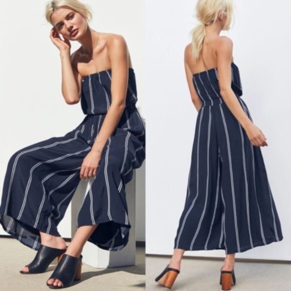 Urban Outfitters Silence & Noise Jumpsuit Blue Stripe